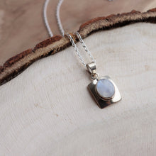 Load image into Gallery viewer, Handmade Sterling Silver Rectangle Oval Moonstone Necklace