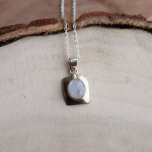 Load image into Gallery viewer, Handmade Sterling Silver Rectangle Oval Moonstone Necklace