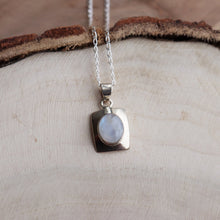 Load image into Gallery viewer, Handmade Sterling Silver Rectangle Oval Moonstone Necklace