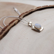 Load image into Gallery viewer, Handmade Sterling Silver Rectangle Oval Moonstone Necklace