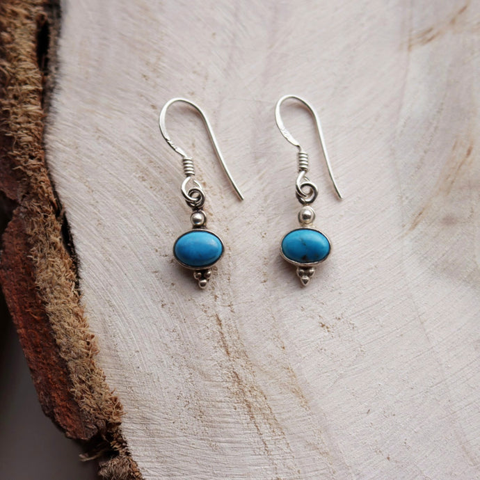 Handmade Sterling Silver Blue Turquoise Vintage Earrings