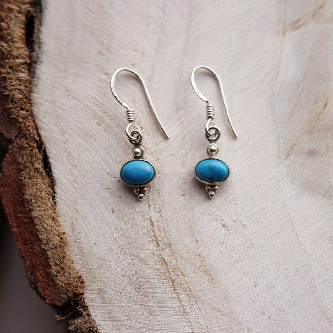 Handmade Sterling Silver Blue Turquoise Vintage Earrings