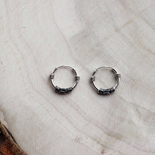 Load image into Gallery viewer, Sterling Silver Vintage Rainbow Moonstone Ring Hoop Earrings