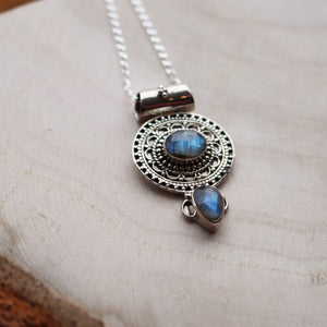 Vintage Sterling Silver Labradorite Pendant Necklace