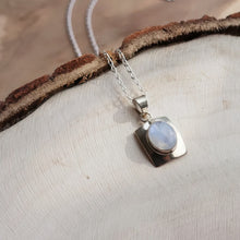 Load image into Gallery viewer, Handmade Sterling Silver Rectangle Oval Moonstone Necklace