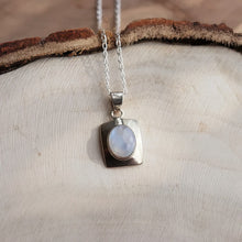 Load image into Gallery viewer, Handmade Sterling Silver Rectangle Oval Moonstone Necklace