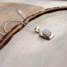 Load image into Gallery viewer, Handmade Sterling Silver Rectangle Oval Moonstone Necklace