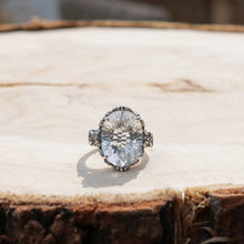 Load image into Gallery viewer, Handmade White Clear Quartz Faceted Crystal Sterling Silver Ring Elegant Vintage Bohemian Style