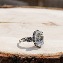 Load image into Gallery viewer, Handmade White Clear Quartz Faceted Crystal Sterling Silver Ring Elegant Vintage Bohemian Style