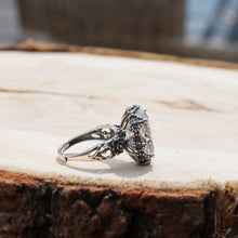 Load image into Gallery viewer, Handmade White Clear Quartz Faceted Crystal Sterling Silver Ring Elegant Vintage Bohemian Style