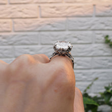 Load image into Gallery viewer, Handmade White Clear Quartz Faceted Crystal Sterling Silver Ring Elegant Vintage Bohemian Style