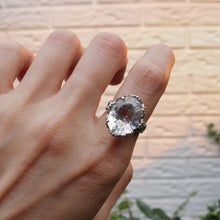 Load image into Gallery viewer, Handmade White Clear Quartz Faceted Crystal Sterling Silver Ring Elegant Vintage Bohemian Style