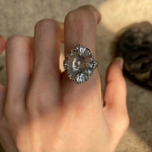 Load image into Gallery viewer, Handmade White Clear Quartz Faceted Crystal Sterling Silver Ring Elegant Vintage Bohemian Style