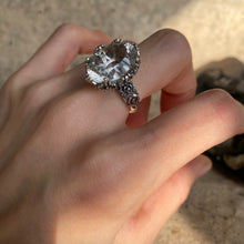 Load image into Gallery viewer, Handmade White Clear Quartz Faceted Crystal Sterling Silver Ring Elegant Vintage Bohemian Style