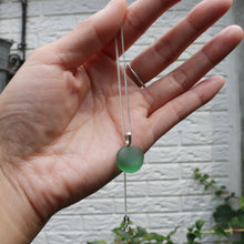 Load image into Gallery viewer, Handmade 925 Sterling Silver Chain Genuine Green Sea Glass Pendant Necklace Simple Natural