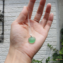 Load image into Gallery viewer, Handmade 925 Sterling Silver Chain Genuine Green Sea Glass Pendant Necklace Simple Natural