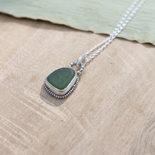Load image into Gallery viewer, Hand-crafted 925 Silver Genuine Dark Olive Green Sea Glass Necklace
