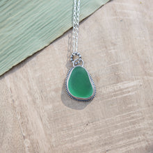 Load image into Gallery viewer, Hand-crafted 925 Silver Genuine Green Sea Glass Pendant Necklace