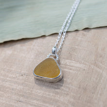 Load image into Gallery viewer, Hand-crafted 925 Silver Genuine Yellow Sea Glass Heart Pendant Necklace