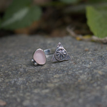Load image into Gallery viewer, Handmade 925 Silver Genuine Pink Sea Glass Palm Tree Open Ring Vintage