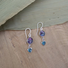 Load image into Gallery viewer, Handmade 925 Silver Natural Faceted Fluorite Blue Teal Kyanite Earrings