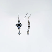 Load image into Gallery viewer, Moonstone Sterling Silver Faceted Cubic Hook Drop Earrings
