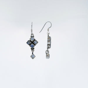 Moonstone Sterling Silver Faceted Cubic Hook Drop Earrings